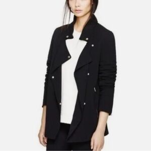 Aritzia Wilfred Mayet Black Japanese Crepe Moto Jacket size XS